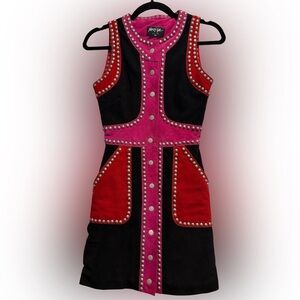 Incredible Vintage Nasty Gal Studded Suede Dress XXS